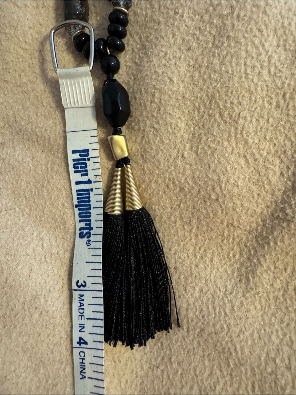 Chico’s Black Beaded Tassel Necklace - Women Jewelry, Long Line Classic. - Picture 9 of 16
